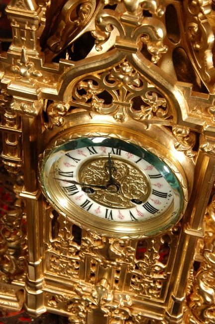 fig 4. Japy Freres Gothic Clock Set, French - Circa 1870.